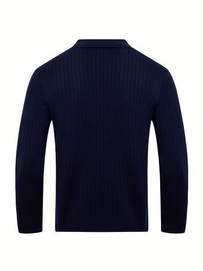 Classic V-neck knit sweater for men -9