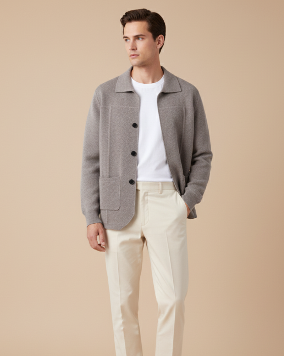 Cosy wool-look knit sweater for men -4