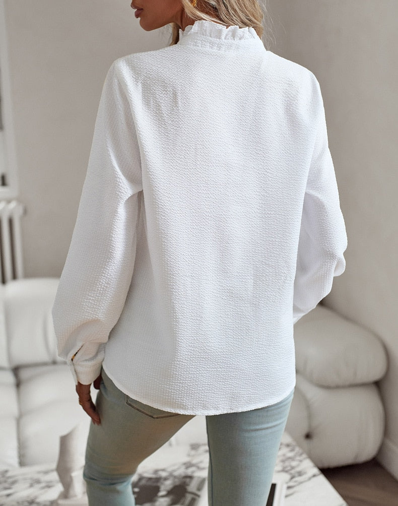 Ruffle Detail Long Sleeve Blouse Chic For Women | Celestine