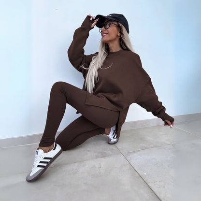 Casual long sleeve sweatshirt and pants co-ord set for women | Yachi -8