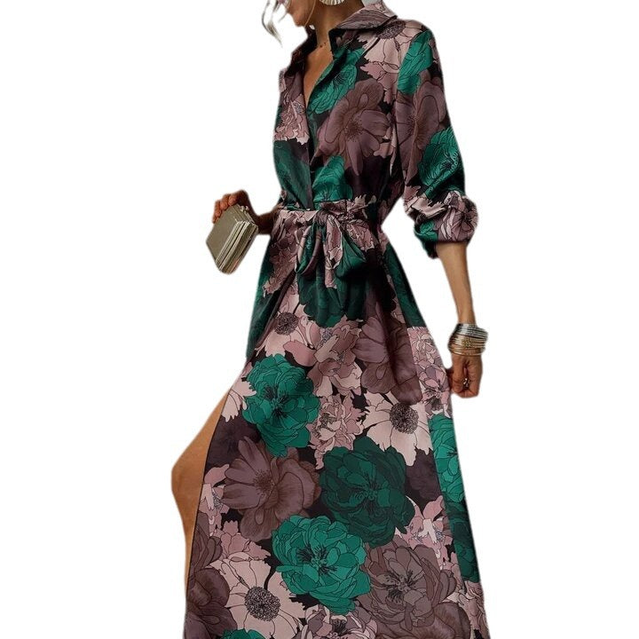 Elegant everyday floral V-neck occasion dress for women | Orchid -4