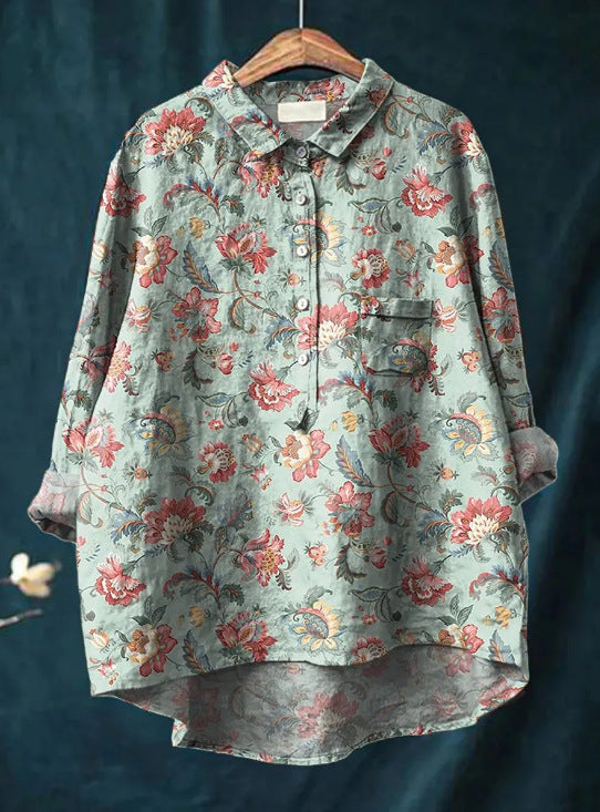 Relaxed printed ruffled blouse for women | Anita -1