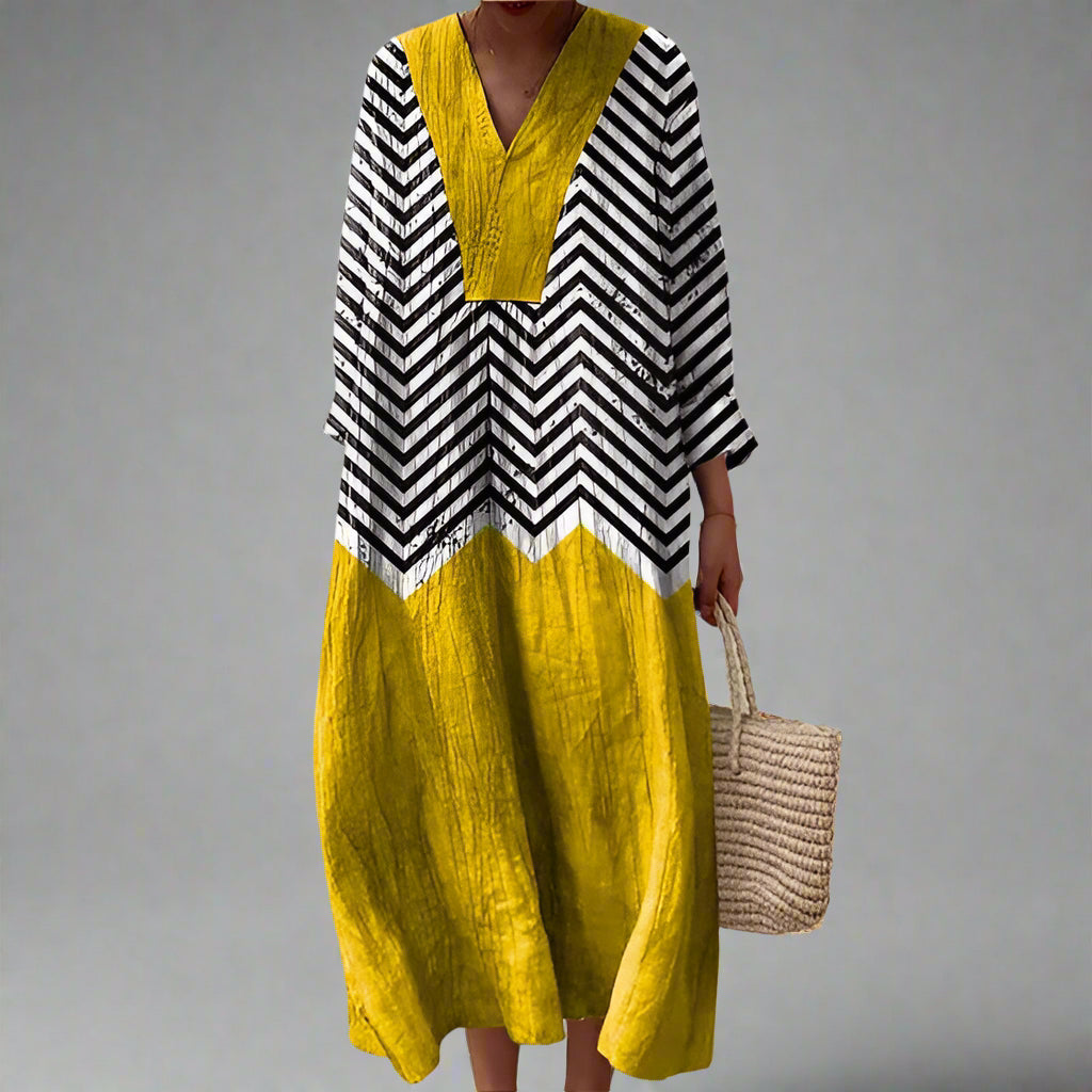 Elegant everyday geometric print dress for women | Ainsley -1