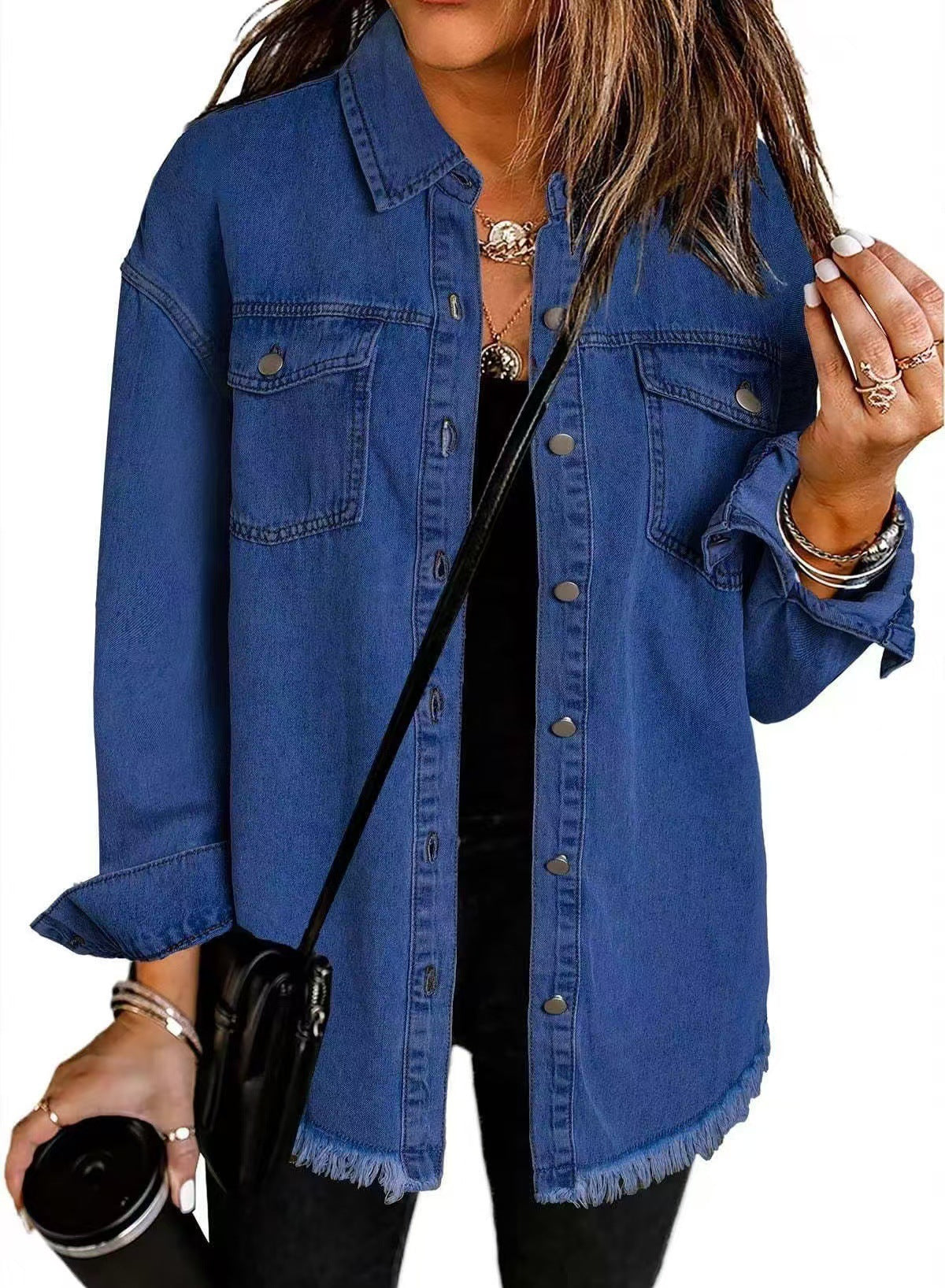 Classic relaxed denim jacket with pockets for women | Katja