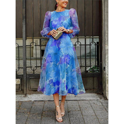 Luxe floral elegant occasion midi dress for women | Azalea -2