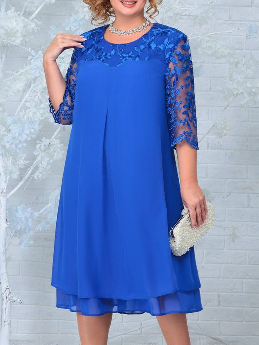 Elegant embroidered chiffon spliced occasion dress for women | Helena -10
