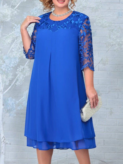 Elegant embroidered chiffon spliced occasion dress for women | Helena -10