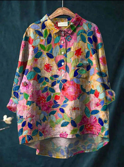 Relaxed printed ruffled blouse for women | Anita -3