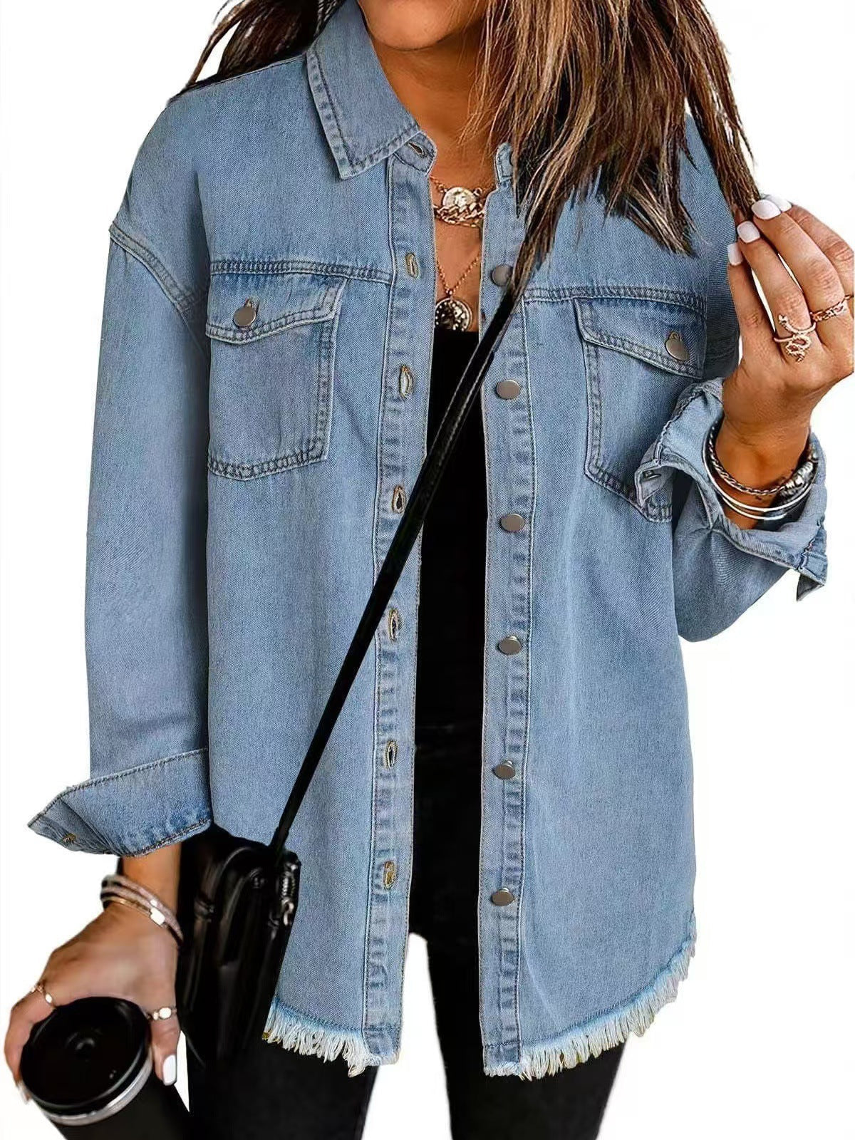 Classic relaxed denim jacket with pockets for women | Katja