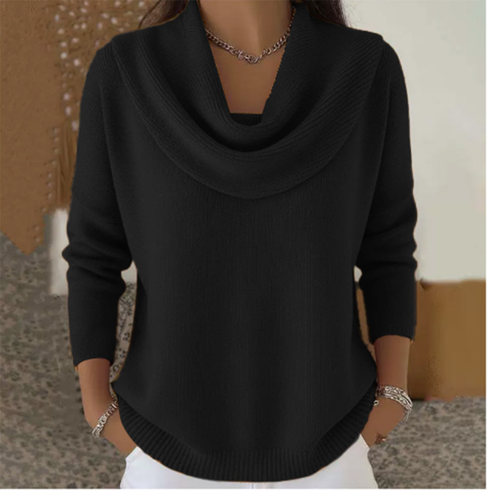 Draped Cowl Neck Sweater Cozy For Women | Elara