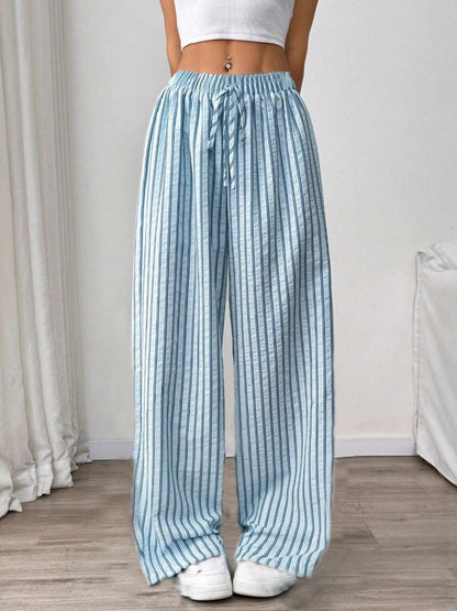 Striped Relaxed Fit Trousers Versatile For Women | Avelisse