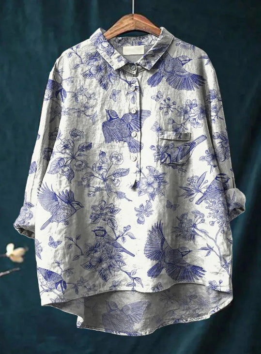 Relaxed printed ruffled blouse for women | Anita -4