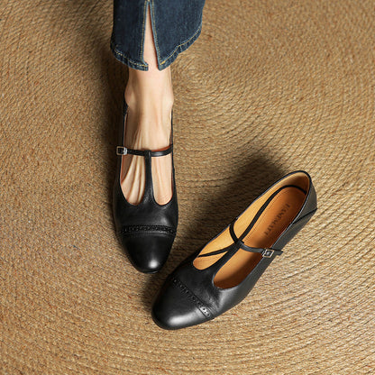 Classic slip-on leather ballet flats for women | Graneth - 24