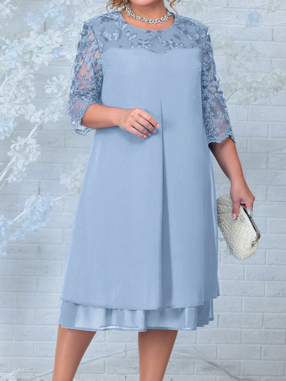 Elegant embroidered chiffon spliced occasion dress for women | Helena -3