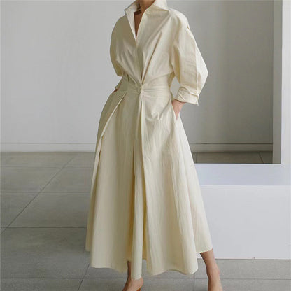 Elegant Front Wrap Collared Dress Chic For Women | Seralune