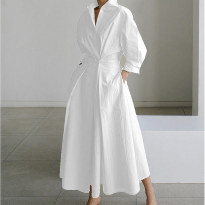 Elegant Front Wrap Collared Dress Chic For Women | Seralune