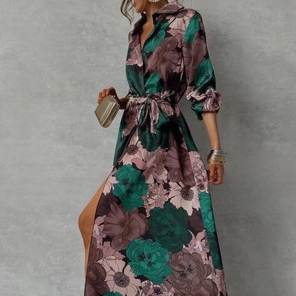 Elegant everyday floral V-neck occasion dress for women | Orchid -1
