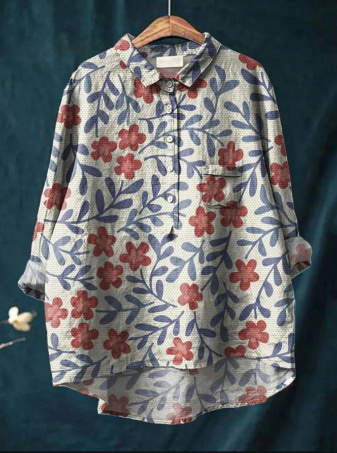 Relaxed printed ruffled blouse for women | Anita -5