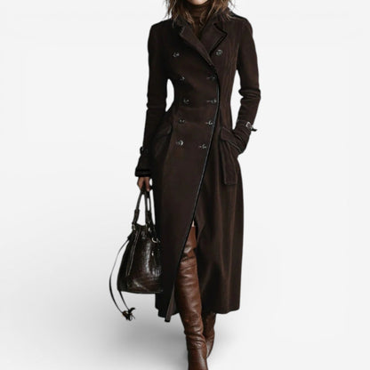 Elegant soft suede everyday trench coat for women | Nathaly -5