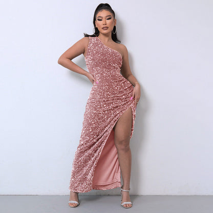 One Shoulder Sequin Long Dress Chic For Women | Zarelle