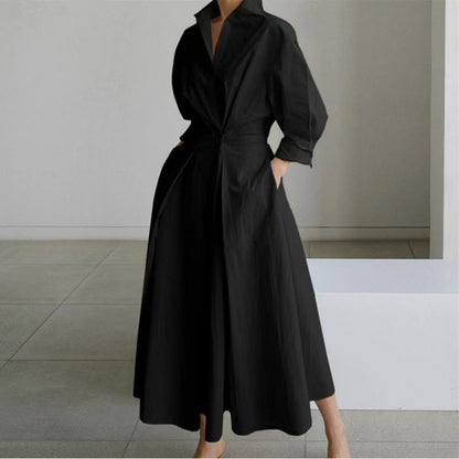 Elegant Front Wrap Collared Dress Chic For Women | Seralune