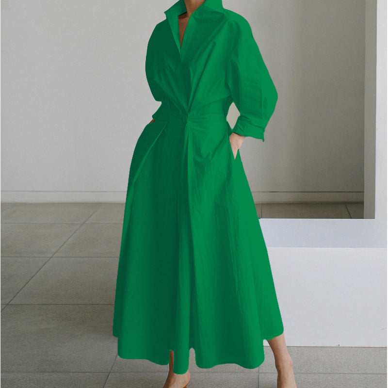 Elegant Front Wrap Collared Dress Chic For Women | Seralune