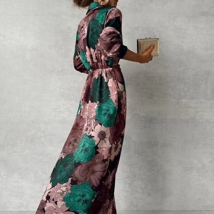 Elegant everyday floral V-neck occasion dress for women | Orchid -3