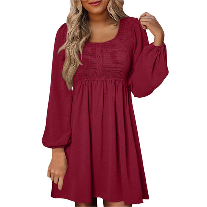 Casual Smocked Empire Waist A Line Dress Chic For Women | Clarimelle