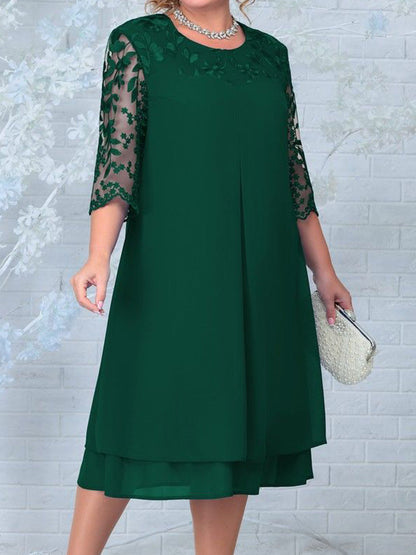 Elegant embroidered chiffon spliced occasion dress for women | Helena -9