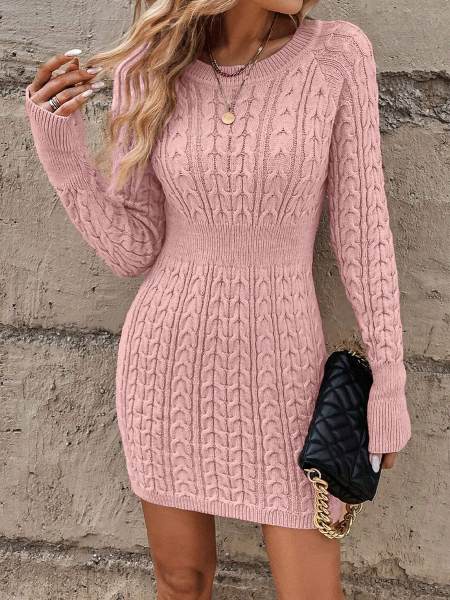 Bodycon Round Neck Sweater Dress Chic For Women | Elamira