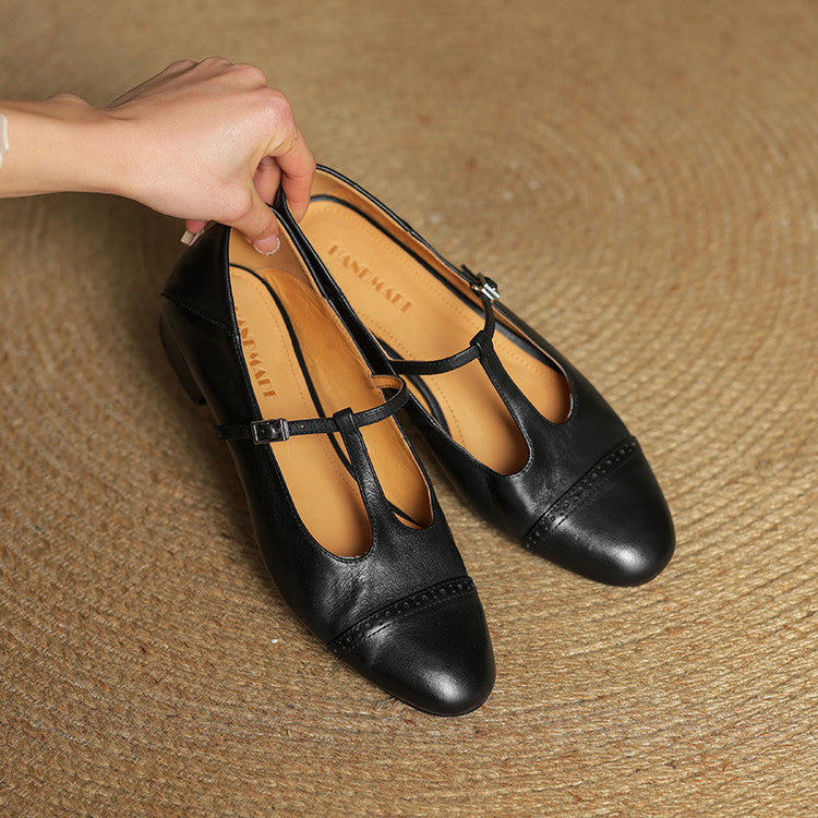 Classic slip-on leather ballet flats for women | Graneth - 25