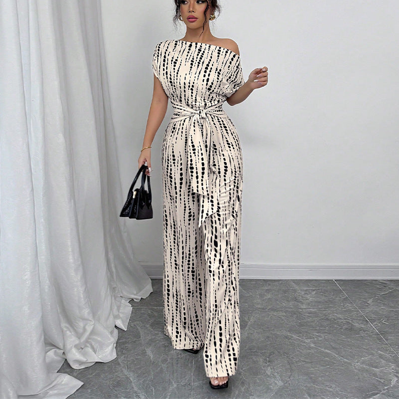Classy Wide Leg Oblique Strap Jumpsuit Chic For Women | Zelmira