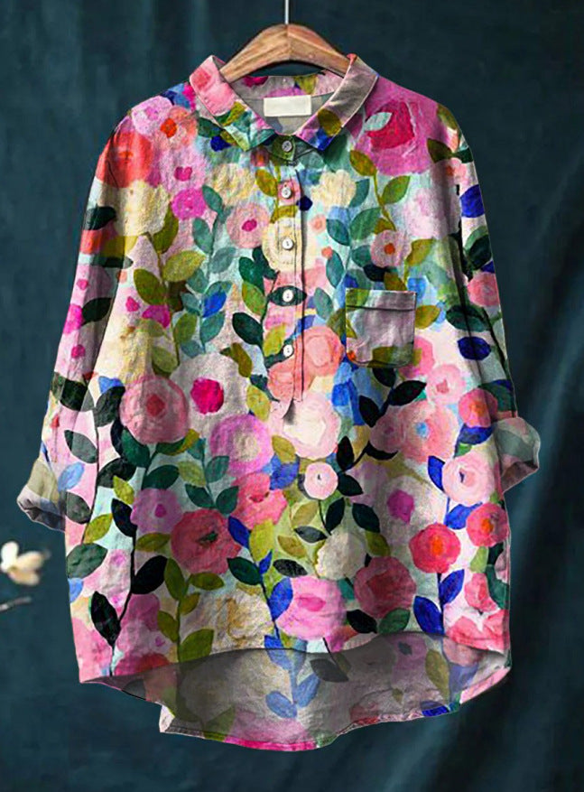 Relaxed printed ruffled blouse for women | Anita -2