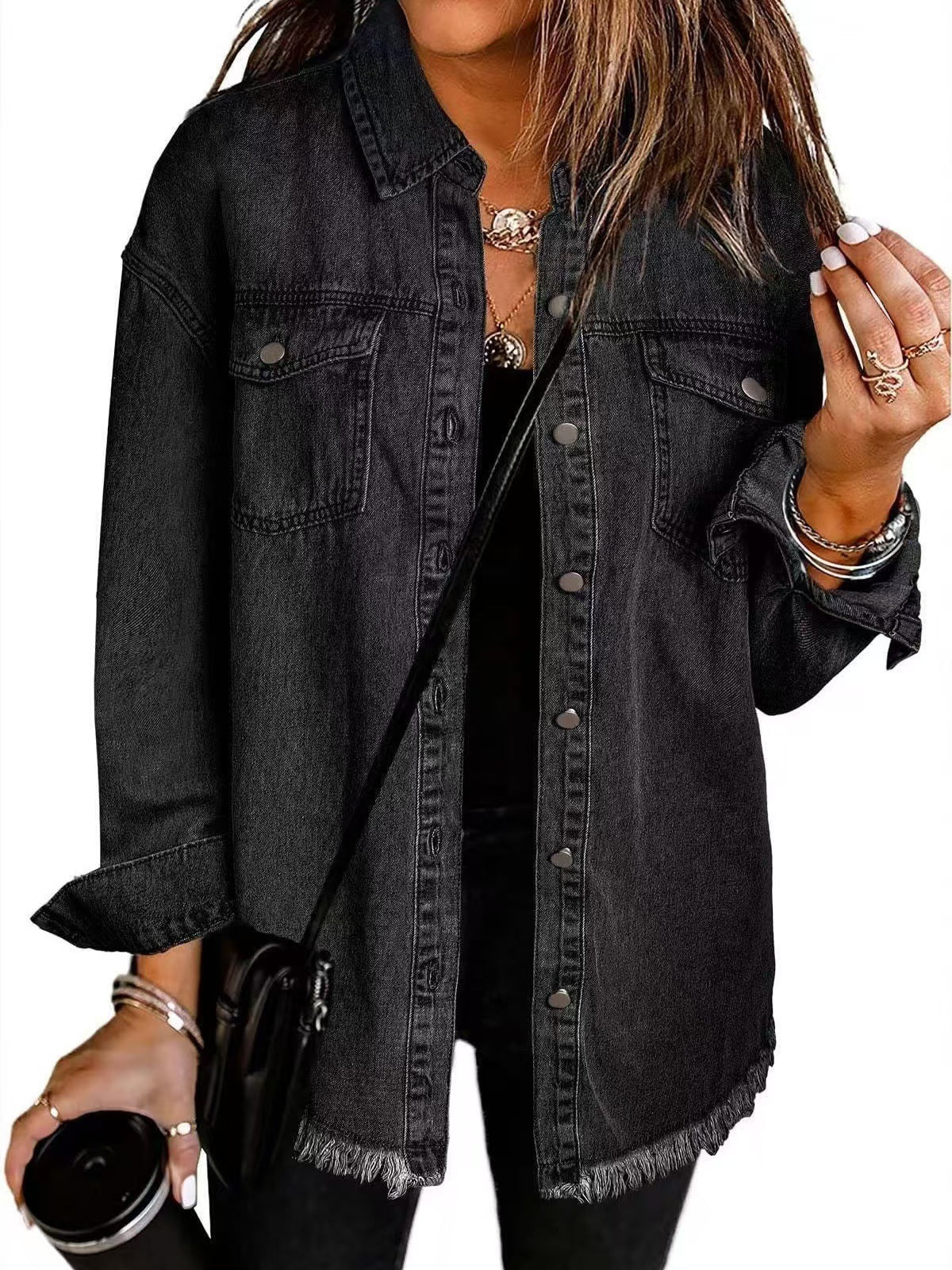Classic relaxed denim jacket with pockets for women | Katja