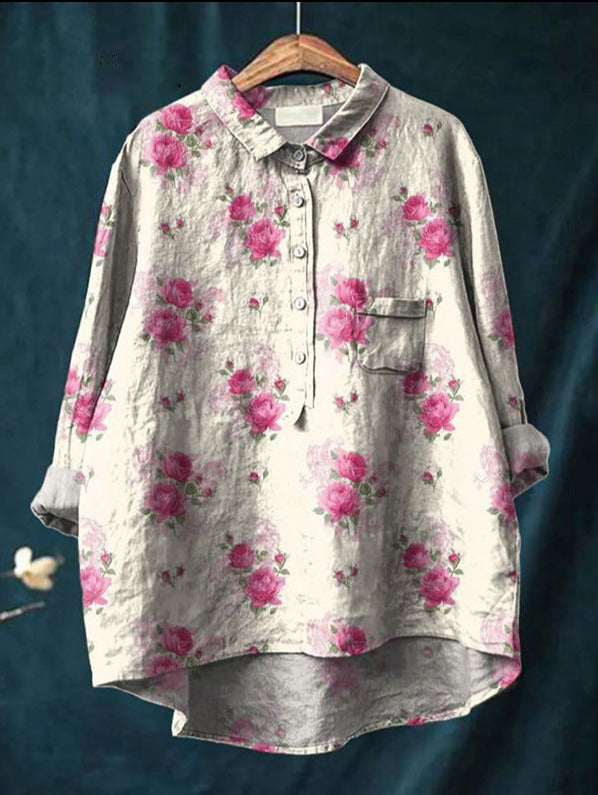 Relaxed printed ruffled blouse for women | Anita -6