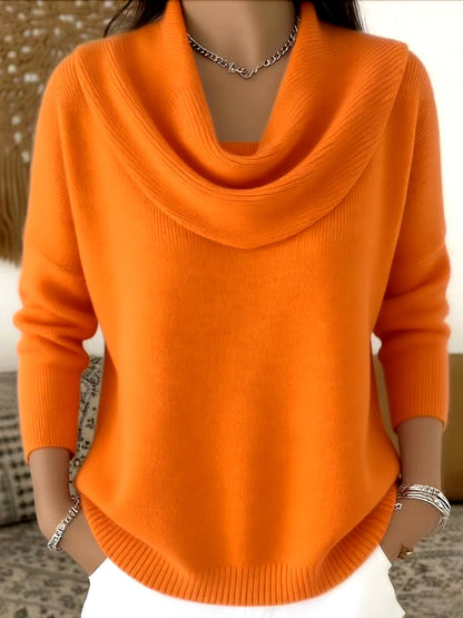Draped Cowl Neck Sweater Cozy For Women | Elara