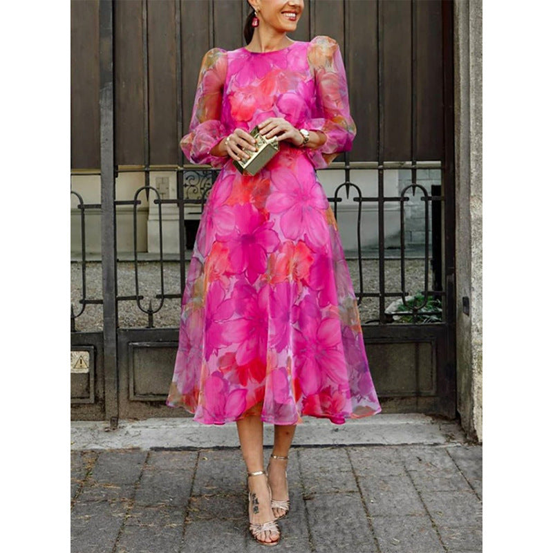 Luxe floral elegant occasion midi dress for women | Azalea -1