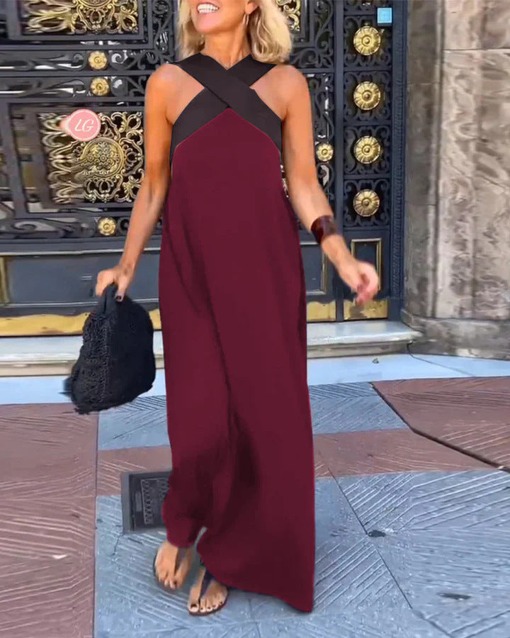 Elegant everyday crossed-cut casual dress for women | Delphine -9