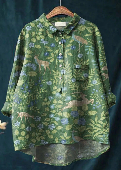 Relaxed printed ruffled blouse for women | Anita -10