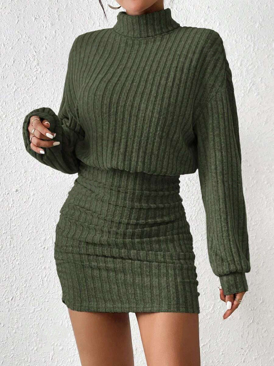 Minimalist High Neck Bodycon Dress Chic For Women | Elowenne