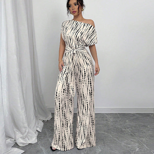 Classy Wide Leg Oblique Strap Jumpsuit Chic For Women | Zelmira