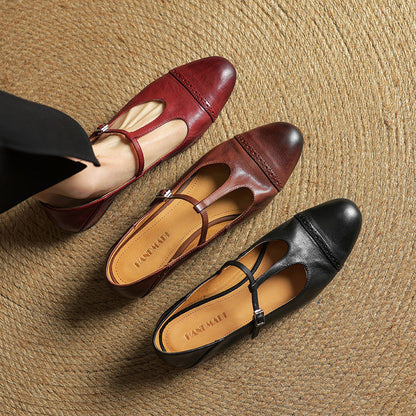 Classic slip-on leather ballet flats for women | Graneth - 19