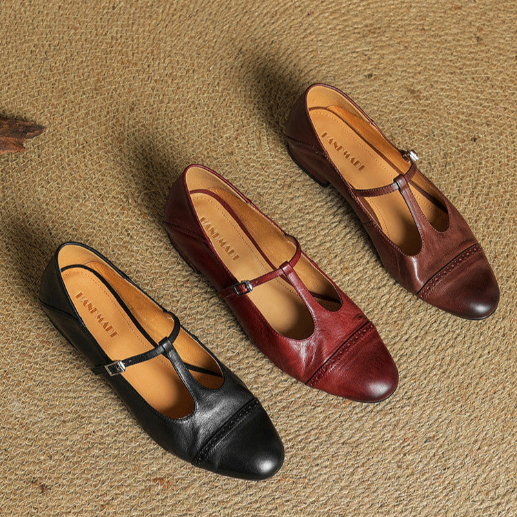 Classic slip-on leather ballet flats for women | Graneth - 28