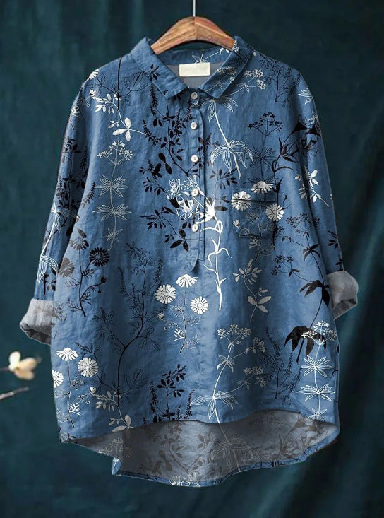 Relaxed printed ruffled blouse for women | Anita -7