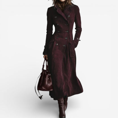 Elegant soft suede everyday trench coat for women | Nathaly -4