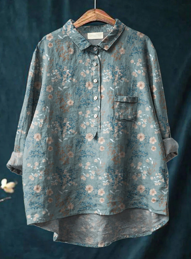 Relaxed printed ruffled blouse for women | Anita -8