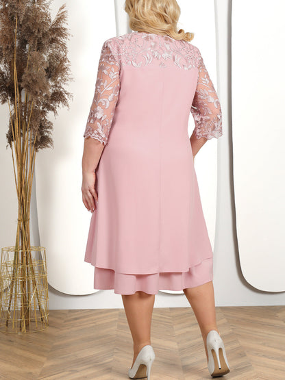 Elegant embroidered chiffon spliced occasion dress for women | Helena -4