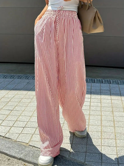 Striped Relaxed Fit Trousers Versatile For Women | Avelisse