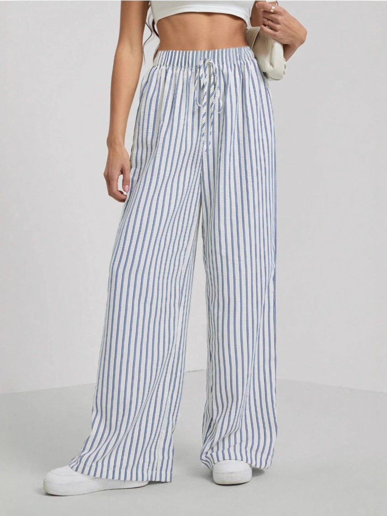 Striped Relaxed Fit Trousers Versatile For Women | Avelisse