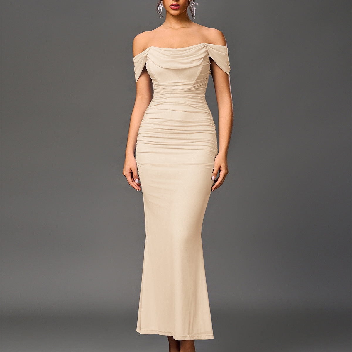 Elegant Off Shoulder Backless Mermaid Long Dress Chic For Women | Calantha